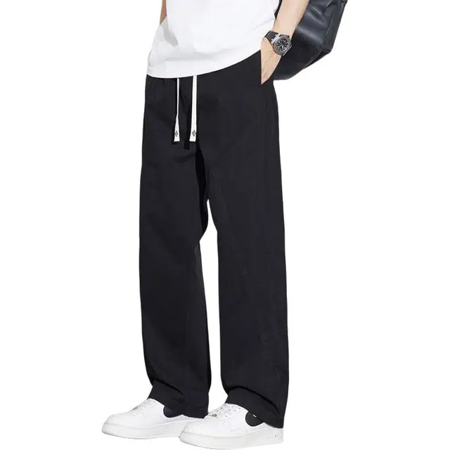 协协乐 美式高街纯棉纯色直筒宽松长裤直筒垂感韩版潮流百搭高级运动阔腿长裤休闲裤 男款