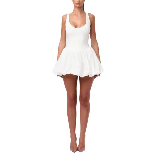 NAKED WARDROBE Tank Bubble Mini Dress Butter