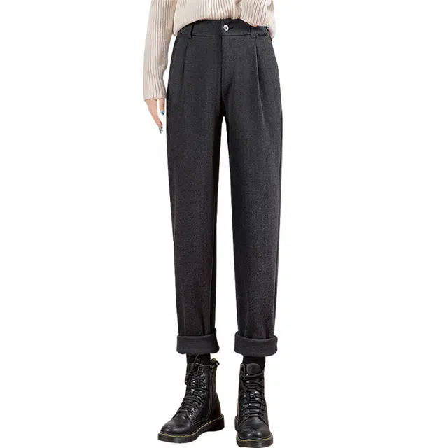 丝柏舍 高腰简约百搭休闲裤 女款 深灰色