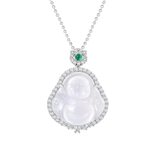 金六福吉祥 大肚坐佛 玉髓 项链 女款