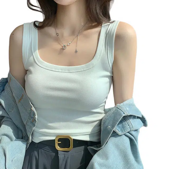 黑恐龙 美式宽肩遮副乳吊带内搭薄款修身简约洋气百搭打底上衣背心 女款