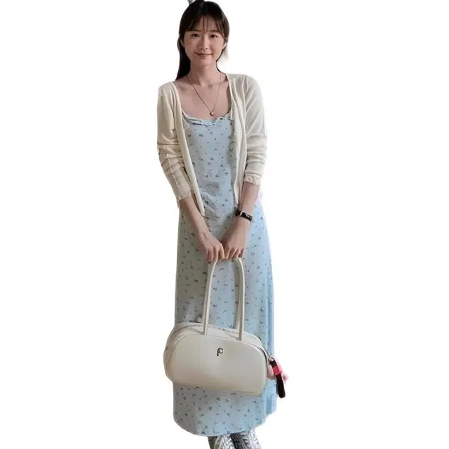 天才小熊 碎花度假风收腰包臀中长裙吊带连衣裙 女款