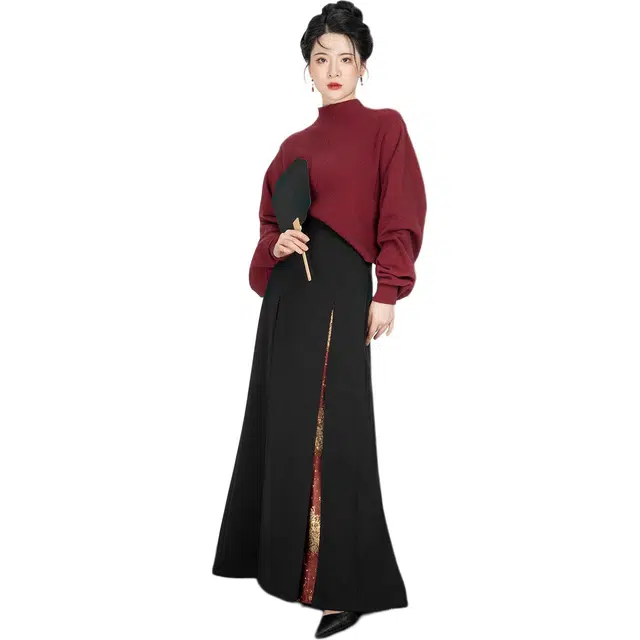 织造司 [金灯花]绣花对襟外套搭毛衣改良妆花三裥裙汉服 女款