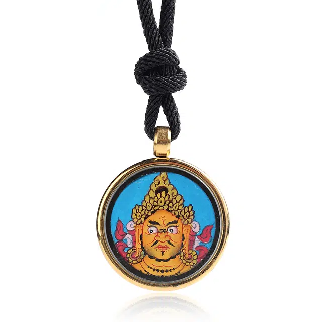 喃呢 藏式热贡手绘唐卡顺风顺水财运黄财神 新中式国风旺福平安吉祥好运 铜合金 项链 男女同款情侣款