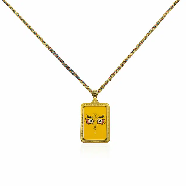 玉临门 国风招财黄财神法眼唐卡热贡手绘 合金 项链 男女同款情侣款