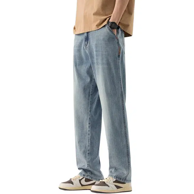 隐狼世家 宽松直筒超薄高端中青年美式潮牌牛仔裤 男款