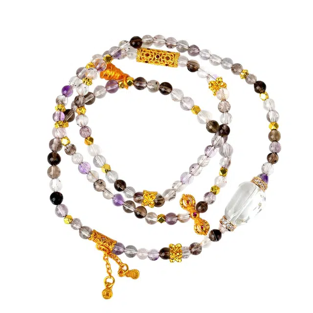 全年红 白晶随形三圈新中式国潮#好运 超七 手串 女款