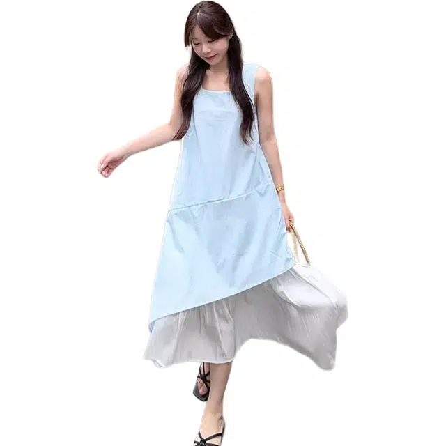 思蓓儿 法式气质高级感海边度假长裙无袖连衣裙 女款