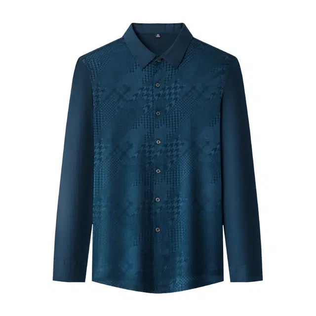 太子龍 品牌高级感桑蚕丝长袖男春秋季真丝商务休闲暗花衬衣衬衫 男款