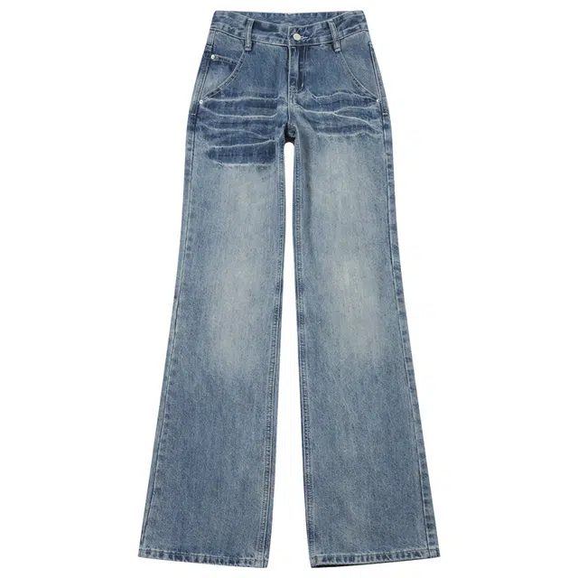 哒头下雨不愁 美式复古辣妹低腰垂感百搭喇叭长裤牛仔裤 女款