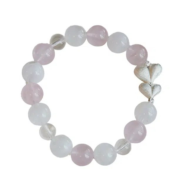 庆怡 梦幻甜美精致百搭旺桃花爱心转运珠早日脱单屁桃粉晶手饰#好运天然 粉水晶 手串 男女同款情侣款