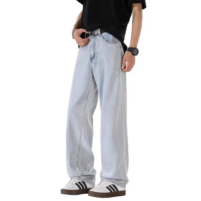 帝狼牛 美式复古水洗基础款高街直筒日常通勤休闲百搭学院风舒适垂感牛仔裤 男女同款