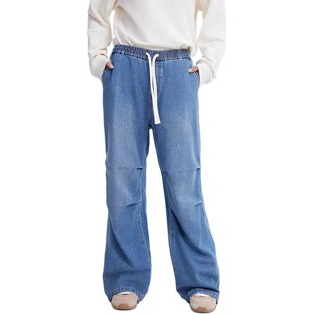 美特斯邦威 设计感宽松百搭牛仔裤 女款