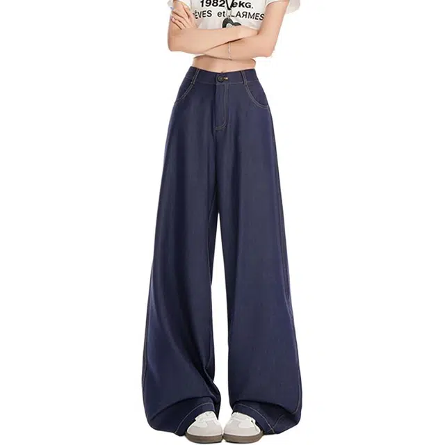 如续 冰丝薄款不贴腿阔腿裤宽松垂感牛仔裤 女款