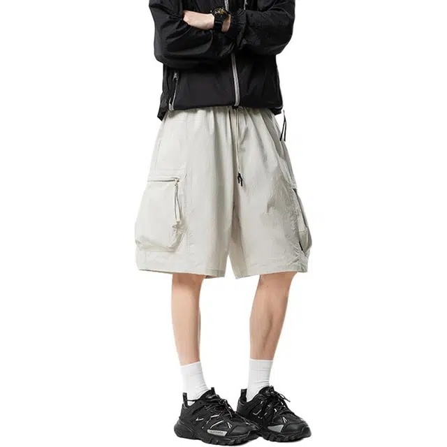 佐菲利 大口袋速干工装夏季薄款宽松直筒潮牌美式机能五分裤休闲短裤 男女同款