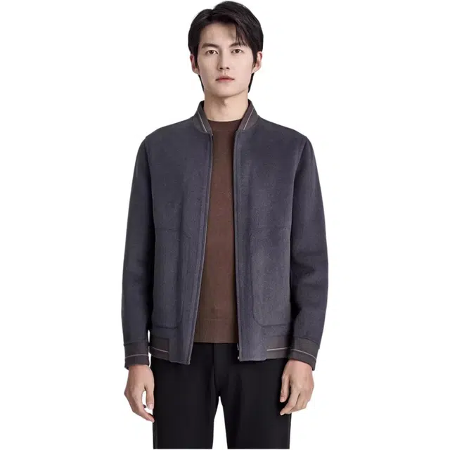 迪柯尼 简约纯色棒球领长袖夹克外套 男款 灰蓝色