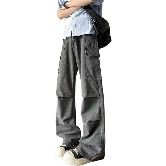 沃马 美式复古百搭学院风流行牛仔裤 男女同款 灰色