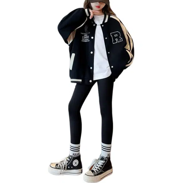 浪莎 百搭字母舒适柔软棒球服 黑色青少年