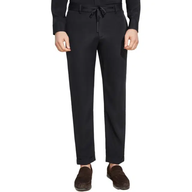 依文 舒适简约基础款中腰休闲裤 男款 深蓝