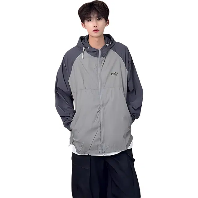 单爵 美式连帽拼接外套轻薄户外衣防紫外线防晒服 男女同款