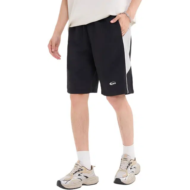 三福 宽松橡筋腰户外直筒裤中腰五分裤休闲短裤 男款