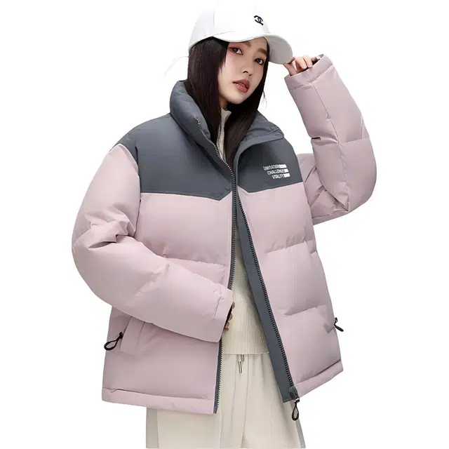 鸭鸭 字母印花厚款保暖长袖羽绒服 通用 粉色