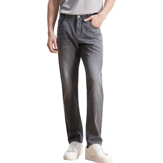 依文 拉链中腰舒适休闲裤 男款 灰色