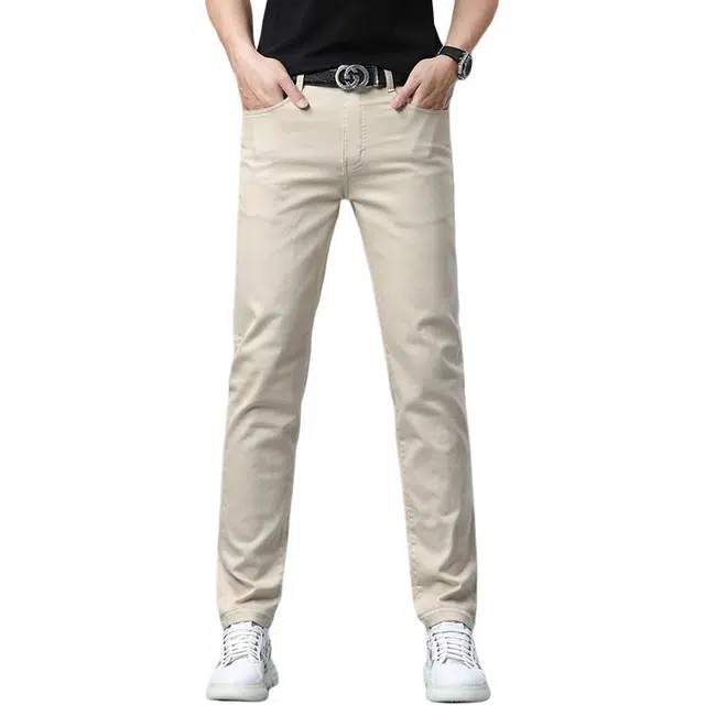 吉肯蒂 薄款透气商务休闲轻奢舒适小直筒长裤牛仔裤 男款