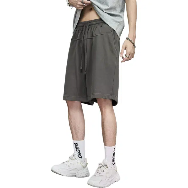 隐狼世家 纯色夏季针织中腰五分裤休闲短裤 男款