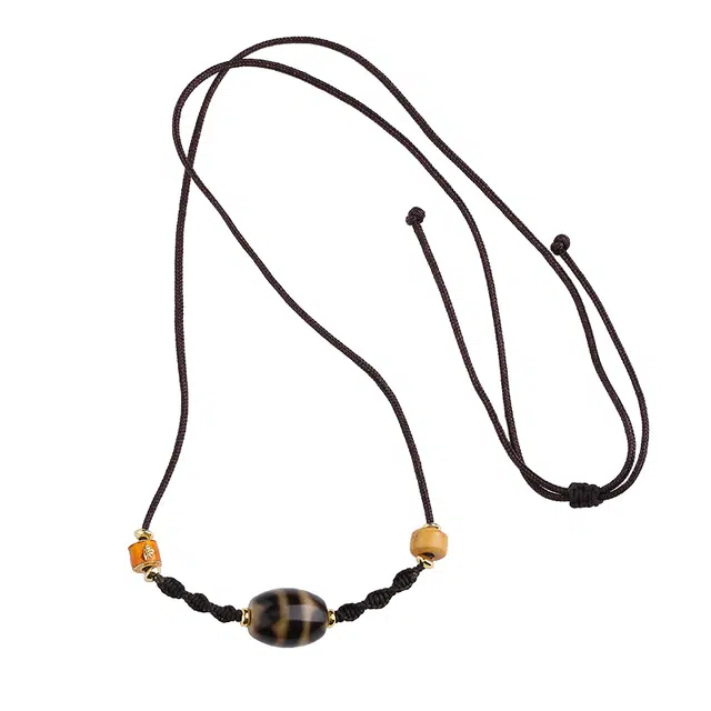 布达拉宫 双虎牙天珠牛骨款藏式西藏民族风挂绳#好运 玛瑙 项链 男女同款情侣款