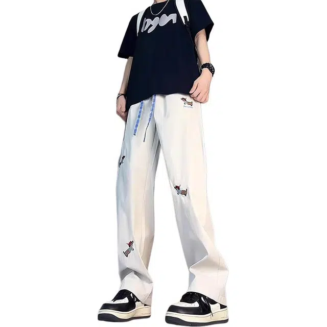 单爵 美式腊肠小狗速干夏季薄款潮牌拼接垂感长裤休闲裤 男女同款