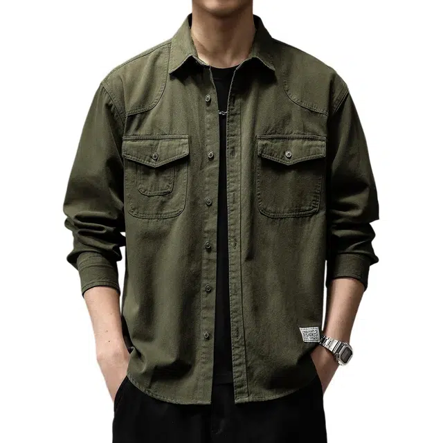 贵色 潮牌痞帅高级感美式时尚百搭复古休闲长袖衬衫 男女同款