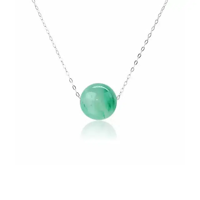 【汀岫】 眰恦 飘花绿 圆珠 温润感 小众设计 简约风格 轻奢独特 清冷风 温柔中式#好运天然 非洲翠 项链 女款