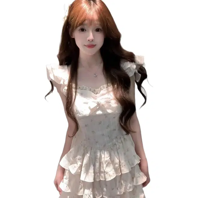 小卷要加油 碎花合身方领薄款吊带连衣裙 女款