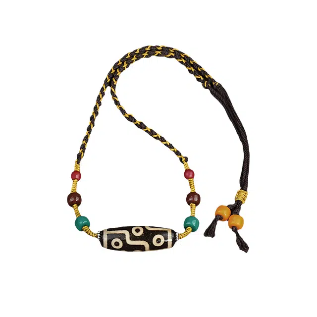 玉临门 新中式藏式纳福转运九眼天珠 玛瑙 项链 男女同款情侣款 送女生 附礼盒