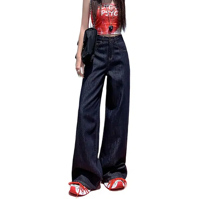 如续 宽松高腰薄款舒适牛仔裤 女款