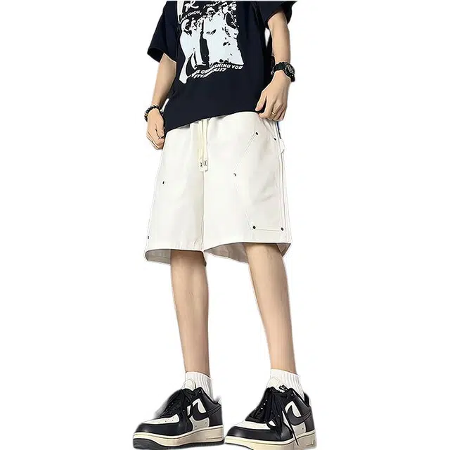 颂希尔 美式高街铆钉设计高级感宽松百搭痞帅休闲短裤 男女同款