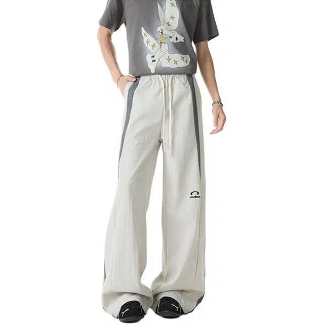 佐菲利 美式撞色拼接夏户外轻薄速干直筒裤子潮牌宽松阔腿长裤休闲裤 男女同款