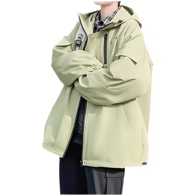木木兔 薄款轻薄透气纯色防水拉链涂层连帽时尚轻便简约 超轻速干防紫外线防晒服 男款