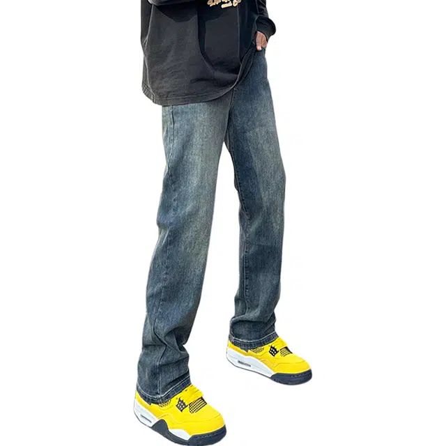 单爵 美式复古高街风多风格融合休闲百搭裤子牛仔裤 男女同款