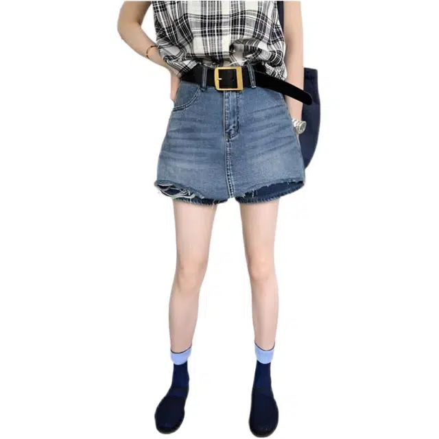 天才小熊 时尚百搭简约三分裤牛仔短裤 女款