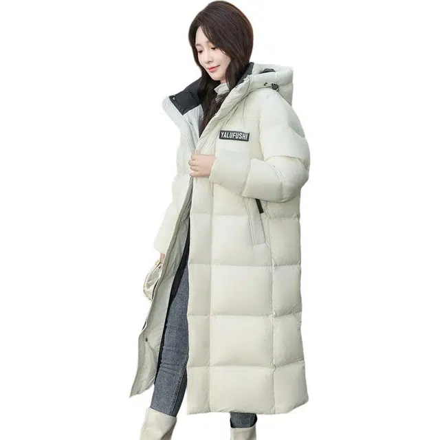 雅鹿 通勤纯色连帽加厚长袖羽绒服 男女同款