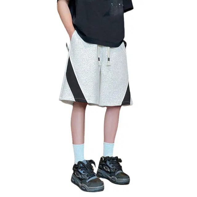 加荣 潮流拼接舒适宽松夏季休闲短裤 男女同款