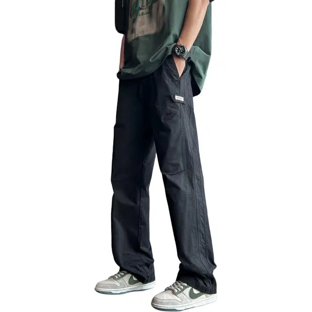 华夏儿女 潮流直筒百搭薄款宽松垂感休闲裤 男女同款