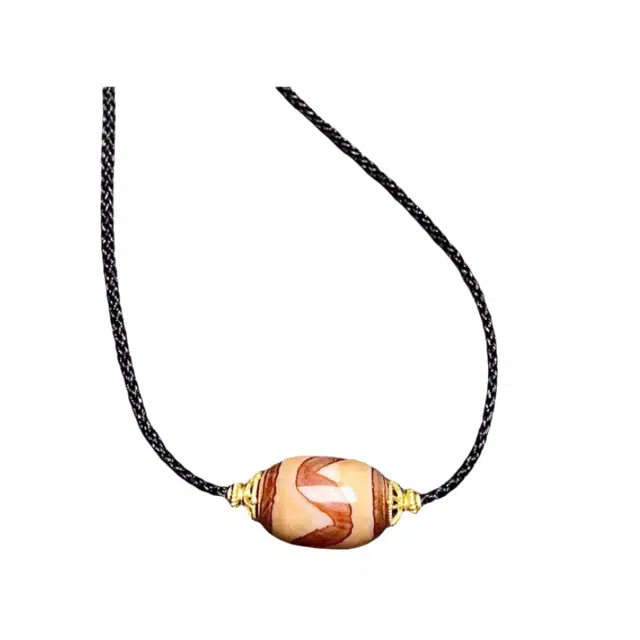 玉临门 国潮吉祥如意 藏区红肉虎牙桶珠天珠 玛瑙 项链 男女同款情侣款