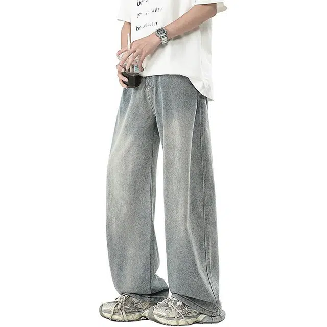 永言 复古美式潮牌复古牛仔裤 男女同款