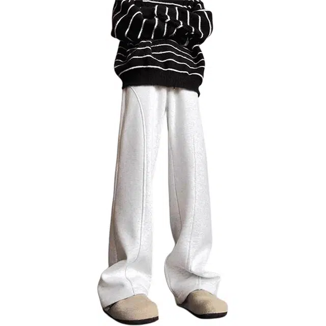 单爵 美式解构弯刀灰色卫裤微喇薄款高街直筒休闲裤 男女同款