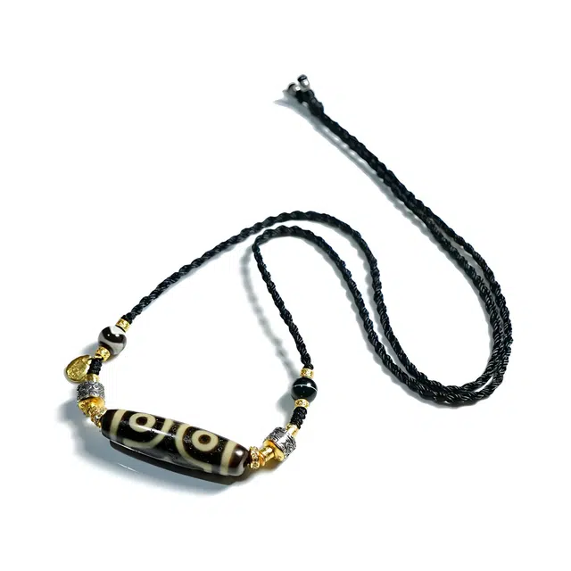 【五福临门财运通】 玉临门 平安喜乐 藏式风 三眼玛瑙珠珠项链 时尚复古民族风首饰百搭#好运 玛瑙 玉石项链 男女同款情侣款