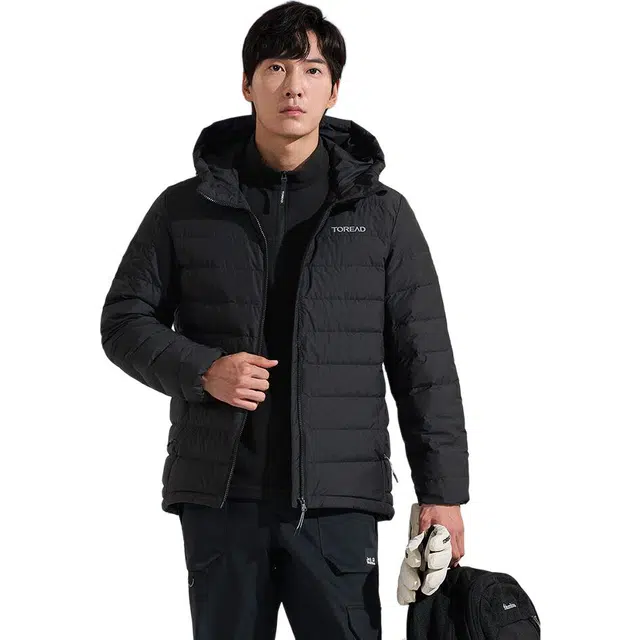 探路者 舒适透气保暖防风羽绒服 男款 黑色