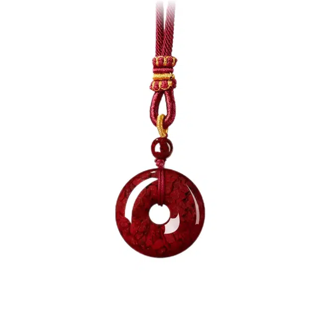 匠锁心玉 平安扣 新中式国潮国风 轻奢高级感 时尚简约气质百搭 小众设计 转运纳福招财#好运再造辰砂 朱砂 玉石项链 男女同款情侣款